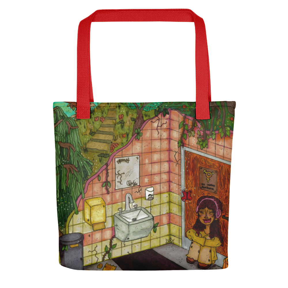 "anywhere can be a temporary escape" tote bag
