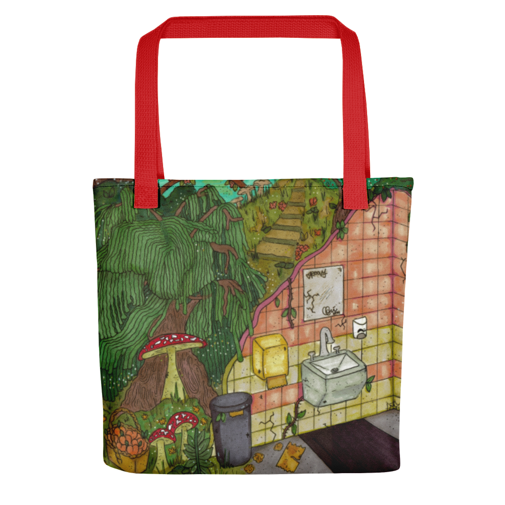 "anywhere can be a temporary escape" tote bag