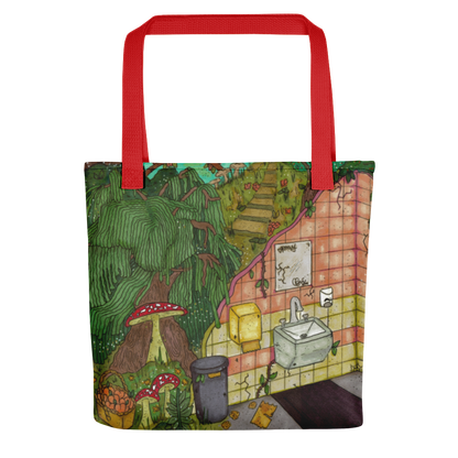 "anywhere can be a temporary escape" tote bag