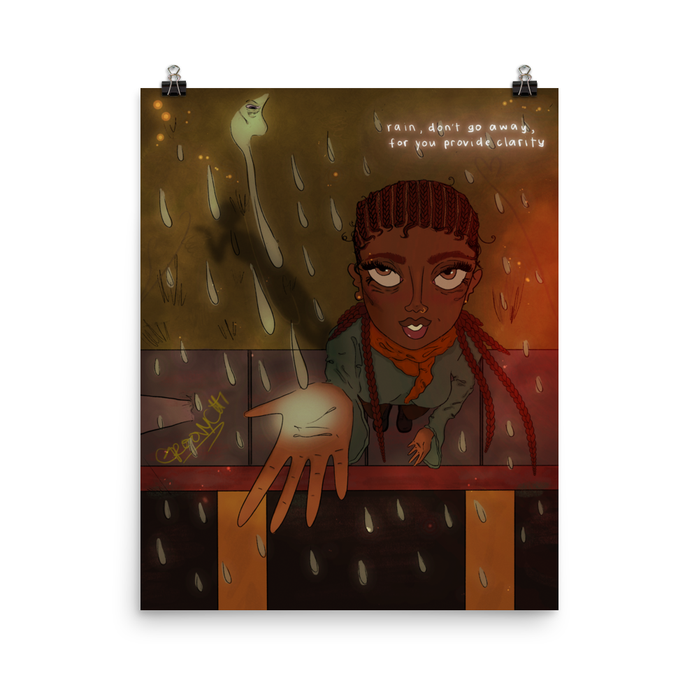 "rain, don't go away" print
